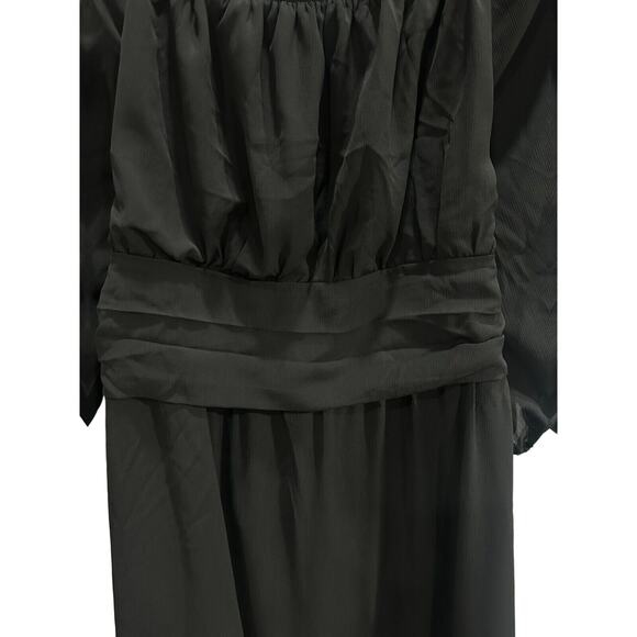 Dokotoo Womens Black Solid A-Line Dress Size 2XL Square Neck Tie Back Ruffle - Picture 2 of 11